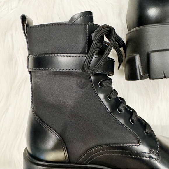 Prada Leather Zip Pocket Combat Booties - Picture 5 of 14